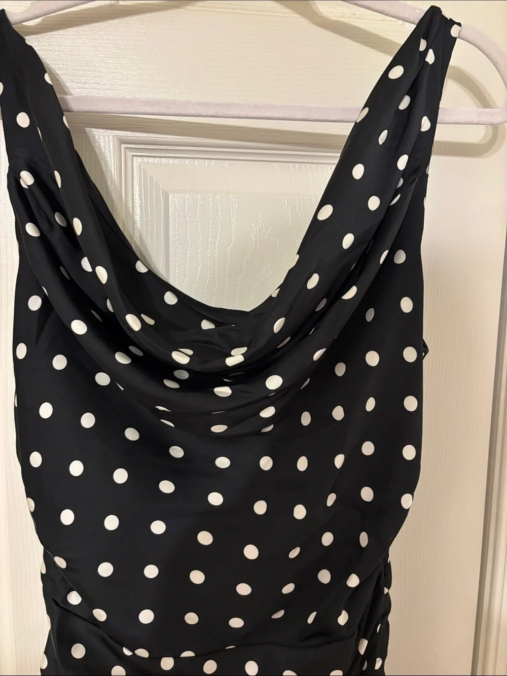 Abercrombie & Fitch Black Polka Dot Cowl-Neck Maxi Dress M Tall